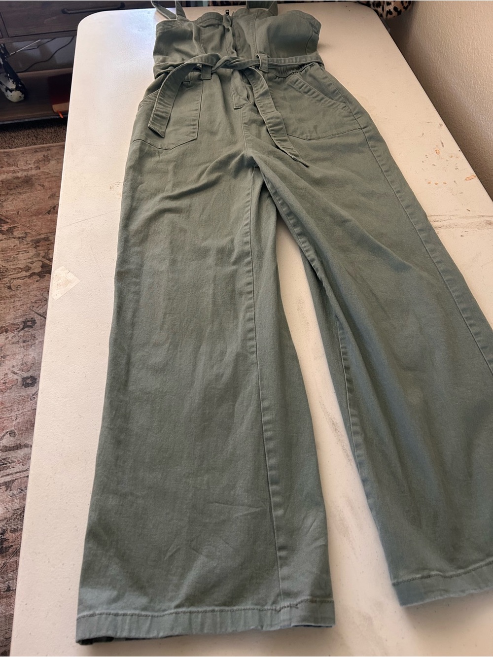 Celebrity Pink Olive Green Wide-Leg Jumpsuit